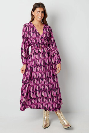 Maxi vestido estampado retro violeta rosa h5 Imagen3